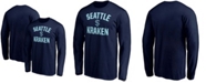 Fanatics Men's Deep Sea Blue Seattle Kraken Big and Tall Victory Arch Long Sleeve T-shirt